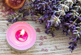 Lavender flowers and candle
